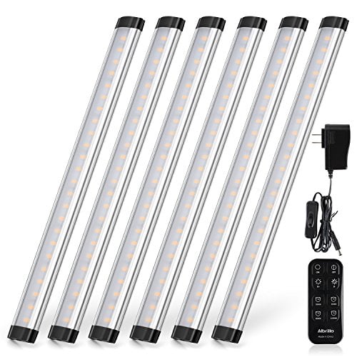 Book Cover LED Under Cabinet Lighting Remote Control - Albrillo Dimmable Under Counter Lights for Kitchen, Shelf Cupboard, 2000 Lumen, Nature White 4000K, 6 Pack