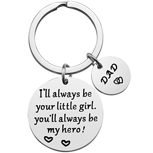 Book Cover Fatherâ€™s Day Gift - Dad Gifts from Daughter for Birthday Christmas, I'll Always Be Your Little Girl, You Will Always Be My Hero Keychain, Dad Valentineâ€™s Day Gifts, Father Daughter Gifts