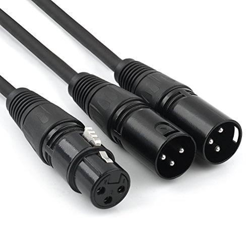 Book Cover DISINO XLR Splitter Cable, 3 Pin XLR Female to Dual XLR Male Patch Y Cable Balanced Microphone Splitter Cord Audio Adaptor- 1.5 Feet