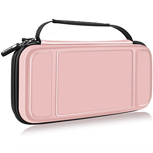 Book Cover Fintie Carry Case for Nintendo Switch - [Shockproof] Hard Shell Protective Cover Portable Travel Bag w/10 Game Card Slots and Inner Pocket for Nintendo Switch Console Joy-Con & Accessories, Rose Gold