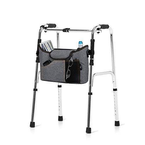 Book Cover Olivia & Aiden Walker Bag - Wheelchair Pouch for Standard Walkers, Wheelchairs, Bariatric Walkers, and Dual-Point Folding Walkers - Keeps Your Necessities, Accessible and Organized - 2 Bonus Bag Hooks
