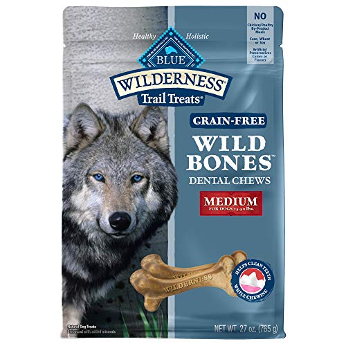 Book Cover Blue Buffalo Wilderness Wild Bones Grain Free Dental Chews Dog Treats, Medium 27-oz Bag