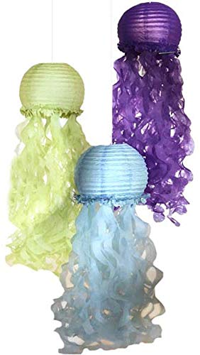 Book Cover Mermaid 'Mermaid Wishes' Deluxe Jellyfish Paper Lanterns (3ct)