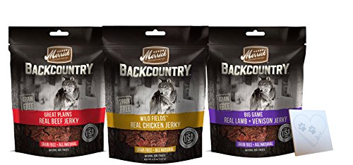 Book Cover Merrick Backcountry Grain-Free Jerky Treats Variety Pack - Three Flavors: Chicken, Beef, and Lamb & Venison (One Bag of Each Flavor, 13.5 Ounces Total)