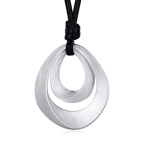 Book Cover HONGYE Waterdrop Brushed Pendant Necklace for Women