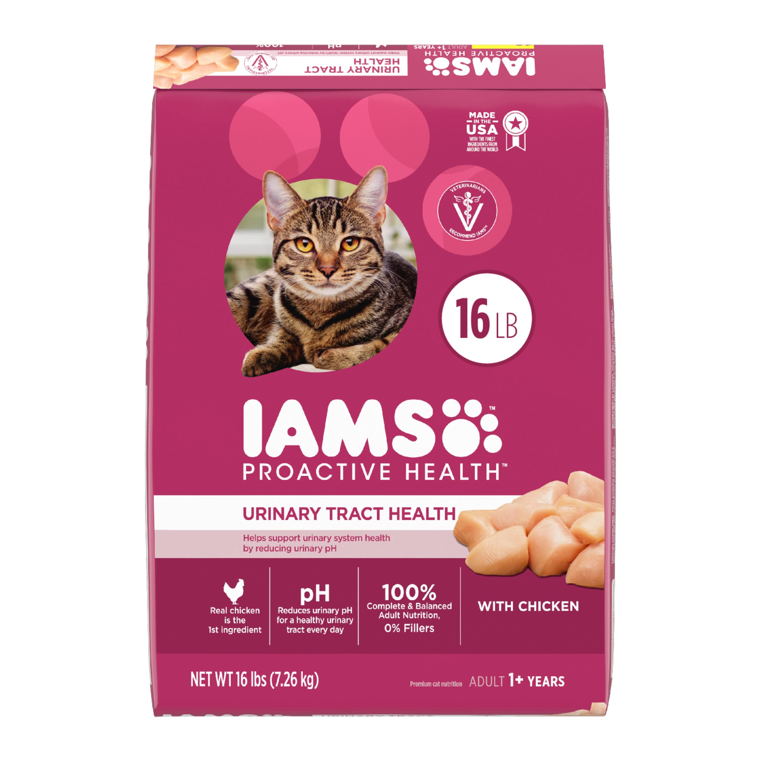 Book Cover IAMS PROACTIVE HEALTH Adult Urinary Tract Healthy Dry Cat Food with Chicken Cat Kibble, 16 lb. Bag 16 Pound (Pack of 1)