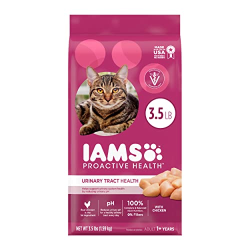 Book Cover IAMS PROACTIVE HEALTH Adult Urinary Tract Health Dry Cat Food with Chicken Cat Kibble, 3.5 lb. Bag