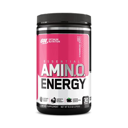 Book Cover Optimum Nutrition Amino Energy - Pre Workout with Green Tea, BCAA, Amino Acids, Keto Friendly, Green Coffee Extract, Energy Powder - Juicy Strawberry Burst, 30 Servings