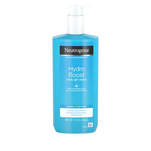 Book Cover Neutrogena Hydro Boost Hydrating Body Gel Cream with Hyaluronic Acid, Non-Greasy and Fast Absorbing Cream for Normal to Dry Skin, Paraben-Free, 16 oz