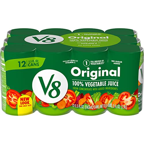 Book Cover V8 Original 100% Vegetable Juice, Vegetable Blend with Tomato Juice, 5.5 FL OZ Can (Pack of 12)