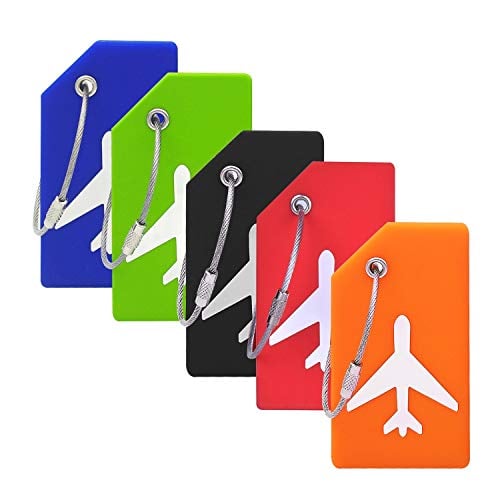 Book Cover Silicone Luggage Tag with Name ID Card Perfect to Quickly Spot Luggage Suitcase (Plane 5Pcs Multicoloured)