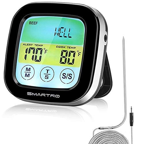 Book Cover SMARTRO ST59 Digital Meat Thermometer for Oven BBQ Grill Kitchen Food Cooking with 2 Probes and Timer
