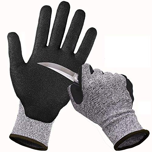 Book Cover CCBETTER Cut Resistant Gloves Safety Work Gloves with Level 5 Protection Kitchen and Garden Mittens for Meat Cutting Wood Carving Driving and Outdoor Activities (L, Gray)