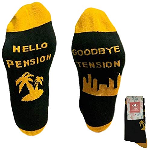 Book Cover Funny Socks for Retirement Gift - Goodbye Tension Hello Pension - Unisex One Size Fits All, If You Can Read This Socks