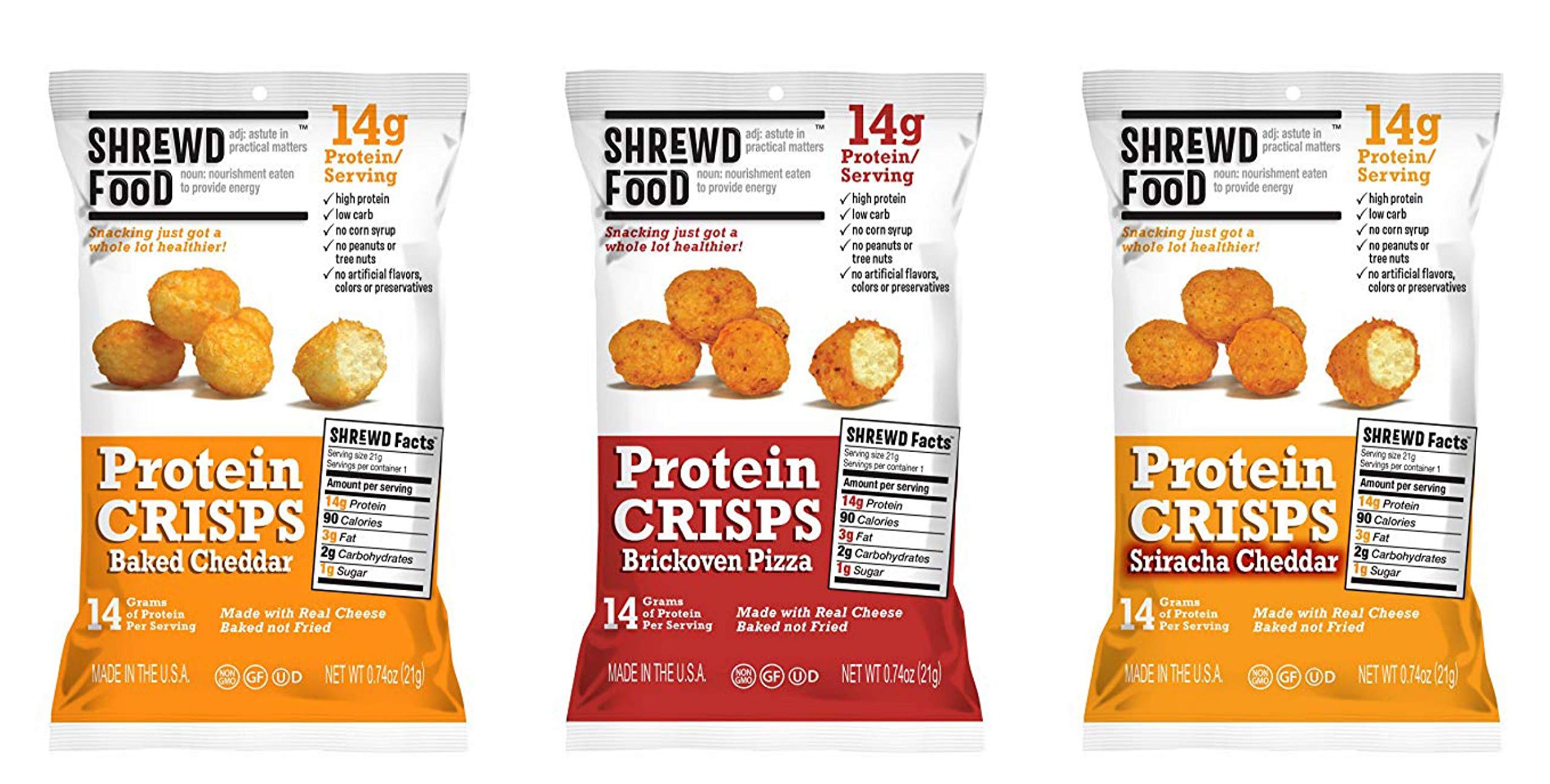 Book Cover Shrewd Food Protein Crisps (16-Pack of .74oz Bags) GF (3 FLAVOR 16 PK)