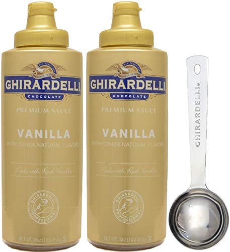 Book Cover Ghirardelli - Vanilla Sauce, 16 Ounce Squeeze Bottle (Pack 2) - with Limited Edition Measuring Spoon