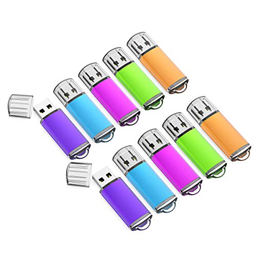 Book Cover K&ZZ 16GB USB 2.0 Colorful Flash Drive Memory Stick Thumb Drives, 10 Packs (Mixed Colors: Blue Green Pink Purple Orange)