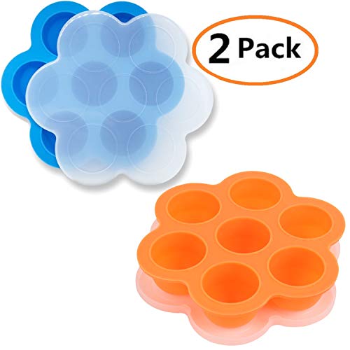 Book Cover GOKCEN's Silicone Egg Bites Molds For Instant Pot Accessories - Fit Instant Pot 5,6,8 qt Pressure Cooker - Baby Food Freezer Tray with Lid - Reusable Storage Container - 2 Pack (Blue & Green)
