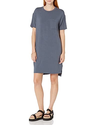 Book Cover Daily Ritual Women's Jersey Relaxed-Fit Short-Sleeve Crewneck Boxy Pocket T-Shirt Dress