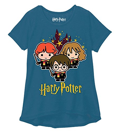 Book Cover Harry Potter Youth Girls Fashion Top Hogwarts Stars Blue Green (Medium)