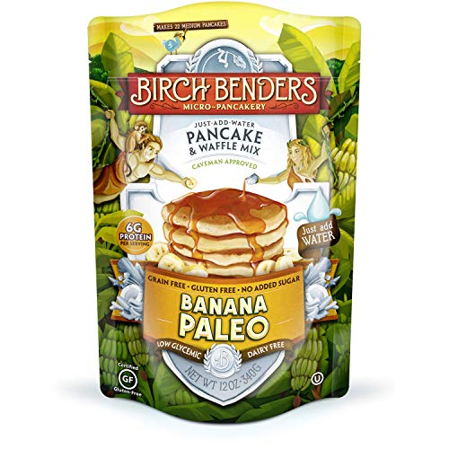 Book Cover Banana Paleo Pancake & Waffle Mix by Birch Benders, Gluten Free, 6g Protein, Grain Free, No Added Sugar, Non-GMO, All Natural, 12 oz