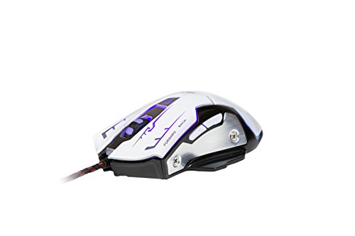 Book Cover K-RAY Ergonomic High-Precision 6 Buttons Gaming Mouse with 7-Colors Breathing LED Light and 1200-3200 DPI for PC/Mac (White)