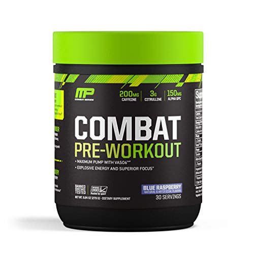 Book Cover Muscle Pharm - Combat Pre-Workout Powder 30 Servings Blue Raspberry - 9.84 oz