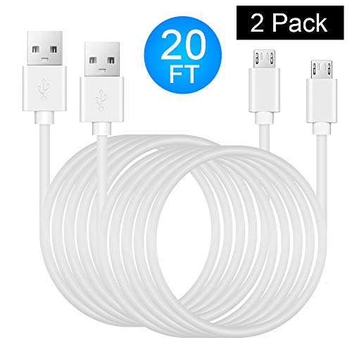 Book Cover Power Extension Cable for Security Camera - 2 Pack 20 Ft Charging Cable for Wyze Cam, Yi Camera, Oculus Go, Echo Dot Kid Edition, Nest Cam, Netvue, Arlo Pro Q, Blink, Furbo Dog And Home Smart Security