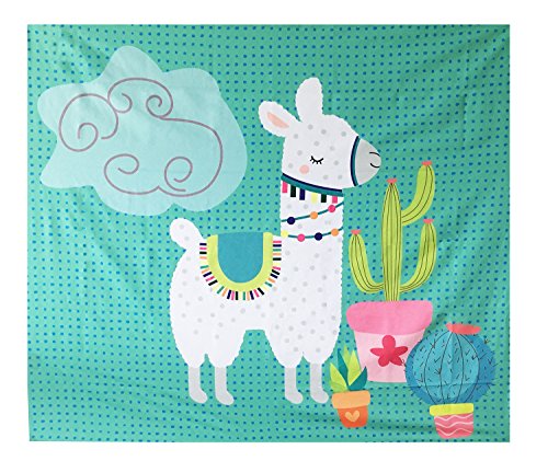 Book Cover Geepro Llama Cactus Decor Wall Hangings Tapestry Bedroom Velvet Wall Blanket for Kids 59 x 51 inches (Teal)