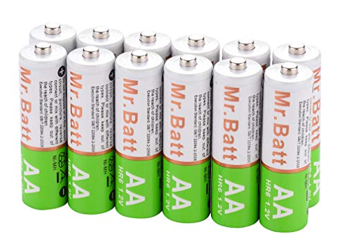 Book Cover Mr.Batt NiMH Rechargeable AA Batteries Pre-Charged Low Self-Discharged (12 Pack), 1600mAh