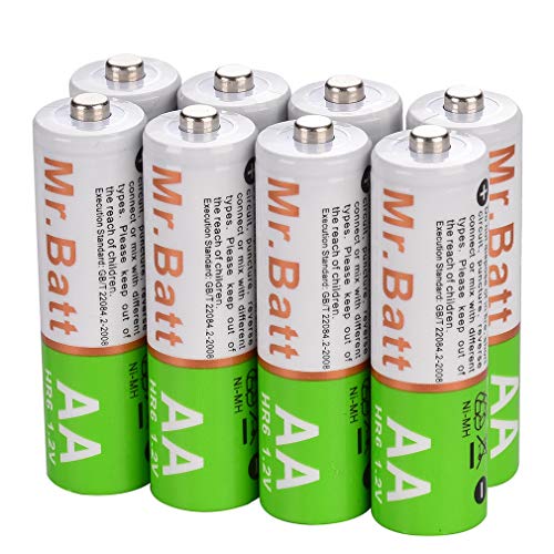 Book Cover Mr.Batt NiMH AA Rechargeable Batteries Pre-Charged 1600mA (8 Pack)