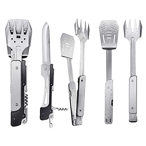 Book Cover Lichamp 6-in-1 BBQ Multi Tool Set, Folding BBQ Tool Stainless Steel, Folding Grill Tool for Outdoor BBQ Grill
