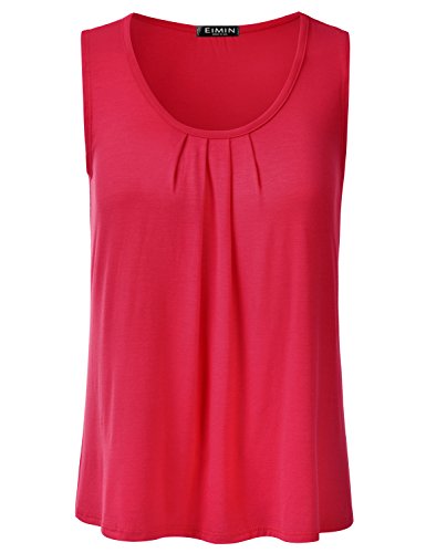 Book Cover EIMIN Women's Pleated Scoop Neck Sleeveless Stretch Basic Soft Tank Top (S-3X)