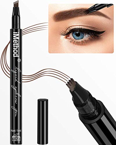 Book Cover Microblading Eyebrow Pen - Eyebrow Tattoo Pen by iMethod, Creates Natural Looking Eyebrows Effortlessly and Stays on All Day, Dark Brown