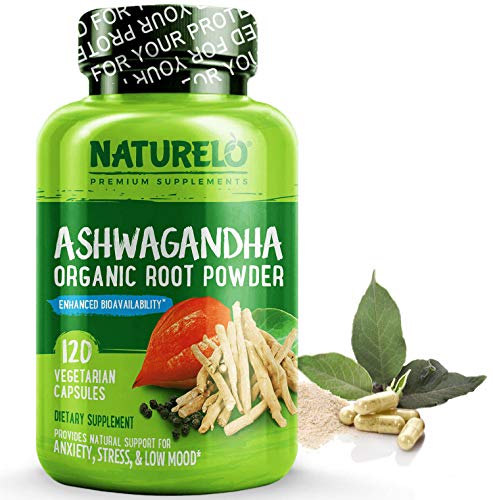 Book Cover NATURELO Ashwagandha Organic Root Powder - Natural Herbs Supplement - Best for Occasional Anxiety, Stress Relief, Mood Enhancer, Thyroid Support - with Black Pepper Extract - 120 Vegan Capsules