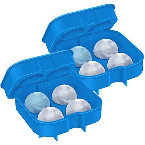 Book Cover Beenwoon Silicone Ice Ball Maker - Food-Grade Silicone Ice Cube Mold, 2 Pack (4 x 1.7 inch Balls Each)