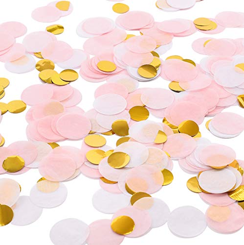 Book Cover Whaline Round Tissue Confetti 6000 Pcs Paper Table Wedding Confetti Dots for Wedding, Birthday Party, Baby Shower ,Valentine's Day and Balloon Decorations, 1 Inch (Pink, White, Gold)