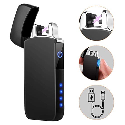 Book Cover Lighter TECCPO Double Arc Lighter Windproof USB Lighter with Touch Switch, LED Power Indicator - TDEL02P