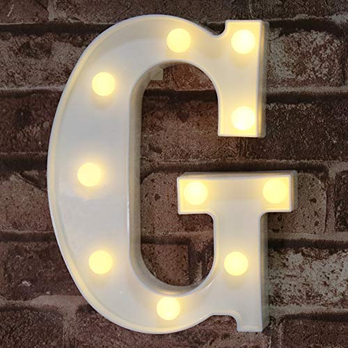 Book Cover Pooqla LED Marquee Letter Lights Sign, Light Up Alphabet Letter for Home Party Wedding Decoration G