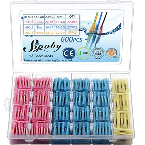 Book Cover 600 PCS Heat Shrink Butt Connectors Sopoby Electrical Connectors Wire Terminals Insulated Waterproof Marine Automotive Copper Connectors