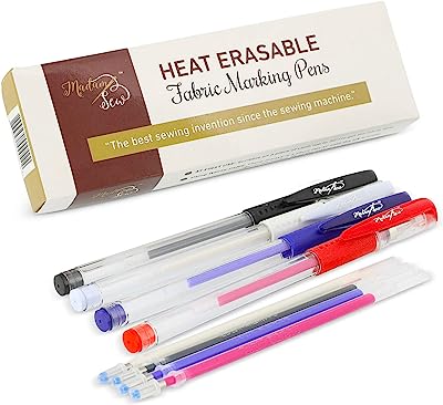 Book Cover Madam Sew Heat Erasable Fabric Marking Pens with 4 Refills for Quilting, Sewing and Dressmaking (4 Piece Set)