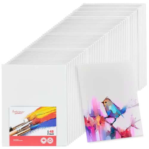 Book Cover Artlicious Canvases for Painting - Pack of 24, 8 x 10 Inch Blank White Canvas Boards - 100% Cotton Art Panels for Oil, Acrylic & Watercolor Paint