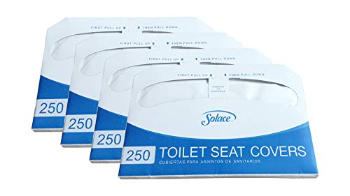 Book Cover Toilet Seat Covers - Paper Disposable - Half Fold - 1000 Count (4 Packs of 250) - White - Fits Normal Dispensers, Creates Safer Bathroom Environment