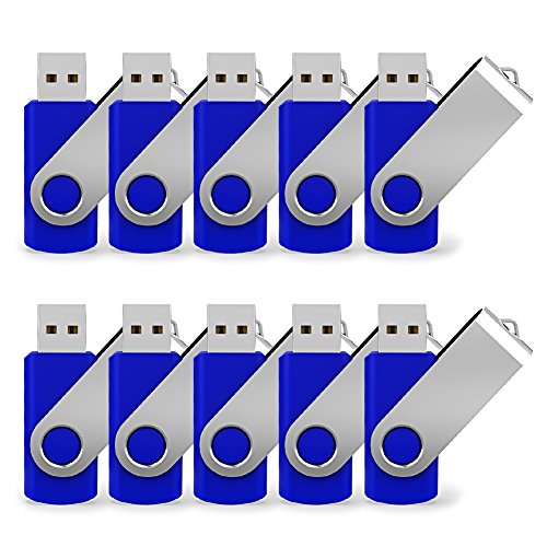 Book Cover JUANWE 10 Pack 32GB Bulk USB 2.0 Flash Drive Thumb Drive Jump Drive Fold Storage Swivel Memory Stick with Key Ring Design Portable Pen Drive, Blue