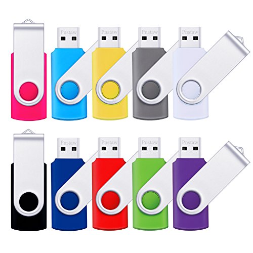Book Cover Flash Drive 16GB USB 2.0 10 Pack Swivel Blank Memory Stick Pnstaw Bulk Thumb Drive Pen Drives Jump Drive for Data Storage, File Sharing(10 Pack,Multi-Color) (16GB)