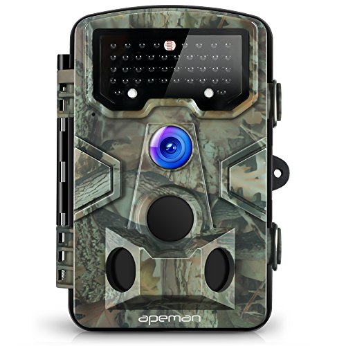 Book Cover APEMAN Trail Camera 120° Wide Angle Detection Game Hunting Camera 12MP 1080P Wildlife Camera with 44 PCs IR LEDs No Glow Night Capture Design for Wildlife, Farm, and Home Security