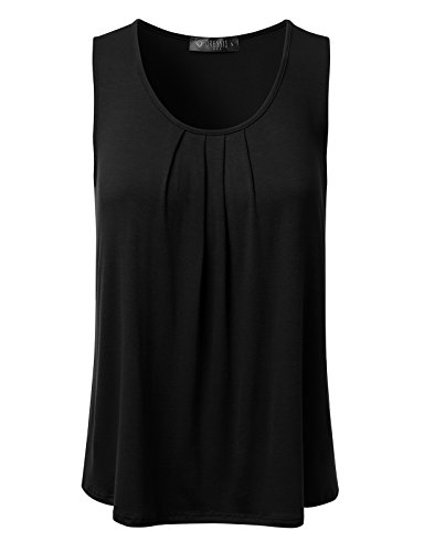 Book Cover CLOVERY Women's Basic Soft Pleated Scoop Neck Sleeveless Loose Fit Tank Top