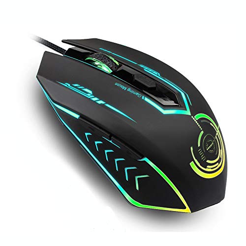Book Cover Gaming Mouse Wired, UHURU Laptop Computer Mice with 6 Programmable Buttons, 4 Adjustable DPI Up to 4800, 7 Backlight Modes Ergonomic RGB Gaming Mouse for Laptop PC Gamers (WM-02L)