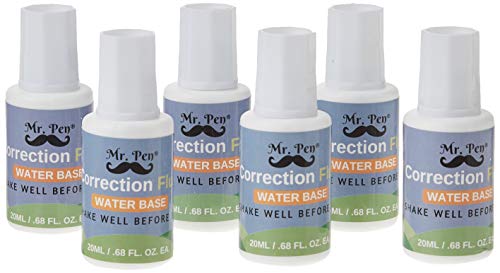 Book Cover Mr Pen- Correction Fluid, Pack of 6, Correction liquid White, Liquid Eraser, White Correction Fluid Foam, White Fluid, White Out, Wipe Out Liquid, Wide Out Fluid, White Correction Tape Pen Fluid