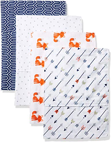 Book Cover Hudson Baby Unisex Baby Cotton Flannel Burp Cloths, Foxes, One Size